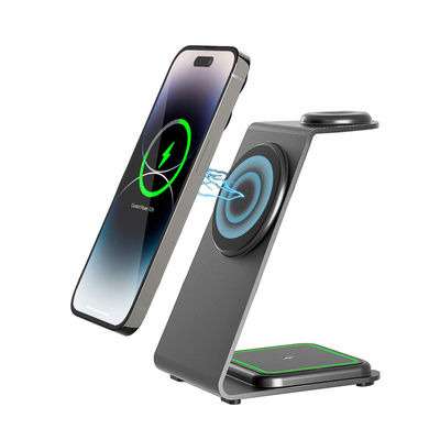 Καλή τιμή Ασύρματο σταθμό φόρτισης από κράμα αλουμινίου 15W PD/QC Συμβατό με iPhone/Samsung/Άλλες συσκευές Qi σε απευθείας σύνδεση