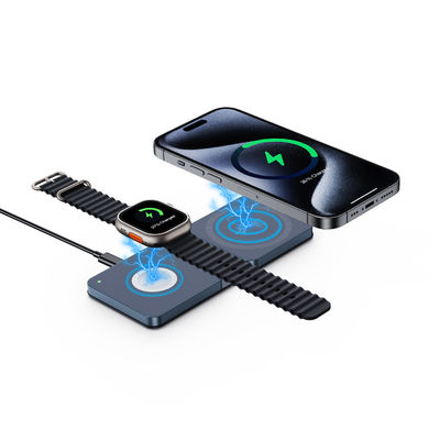 Καλή τιμή Συμπληκτικό αναδιπλούμενο 2 σε 1 ασύρματο φορτιστή ταξιδιού Προστασία Απόσταση φόρτισης ≤8 mm σε απευθείας σύνδεση