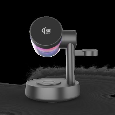 Καλή τιμή Qi2.2 5 in 1 Magnetic Wireless Charger Cell Phone Stand with Wireless Bluetooth Speaker for iPhone 17 16e 16 15 14 13 12 Pro Max iWatch σε απευθείας σύνδεση