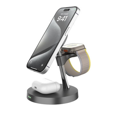 Μαύρο λευκό ψευδαργύριο πολυλειτουργικό Apple Fast Magnetic 4 In1 ασύρματο σταθμό φόρτισης συμβατό με Samsung Apple