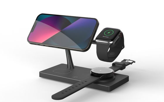 T218 Muilt-Functional Wireless Fast Charger Dual 15W Υποστήριξη ρολογιών Apple και Samsung με νυχτερινό φως