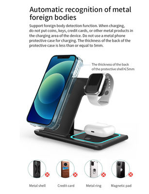 Καλή τιμή 3 σε 1 ασύρματη ταχεία φόρτιση Apple/Samsung 15W/10W αναδιπλούμενο Xharger Υποστήριξη Apple Watch με το νυχτερινό φως σε απευθείας σύνδεση