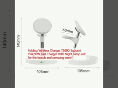 Πλαστικός ασύρματος φορτιστής T269D Υποστήριξη 15W / 10W γρήγορη φόρτιση με νυχτερινή λάμπα στολή για το iwatch και το ρολόι samsung