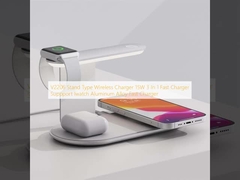 V2206 Stand Type Wireless Charger 15W 3 σε 1 γρήγορη φόρτιση Υποστήριξη Iwatch Αλουμινίου σύνθετος γρήγορη φόρτιση